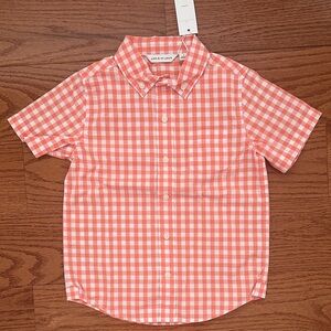NWT - Janie and Jack Coral & White Gingham Short-Sleeve Button-Down Shirt - 5